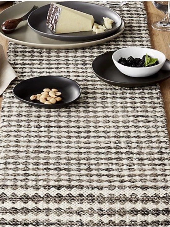 Crate&Barrel Other - Crate&Barrel Woven Striped Wool Table Runner in Cream and Black